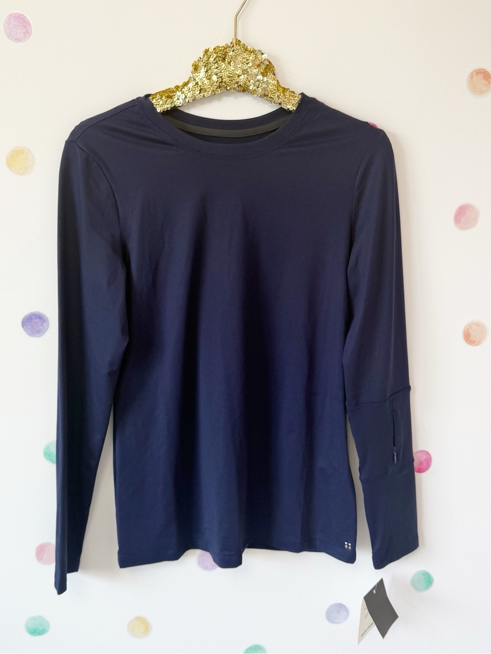 White Cross Navy Crew Neck Work Top